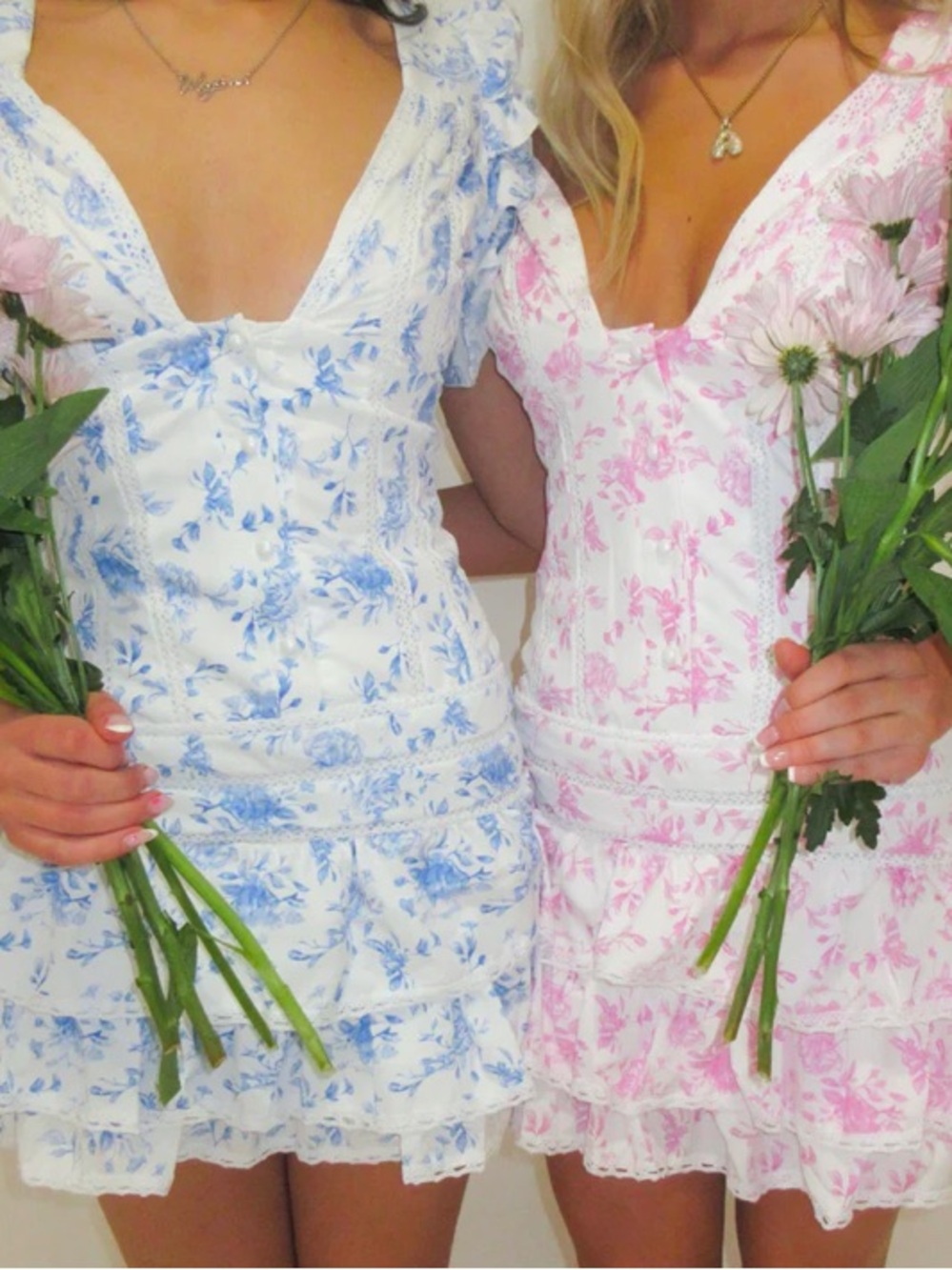 YVONNE & LOVE Pink Floral Mini Dress with Ruffles - Size Small - Picture 2 of 13